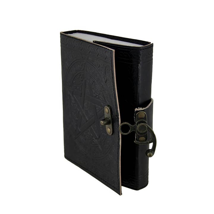 Jay mataji Handicrafts - Wholesale Journal/Diary - Handmade Genuine Black Pentagram Embossed Leather Journal
