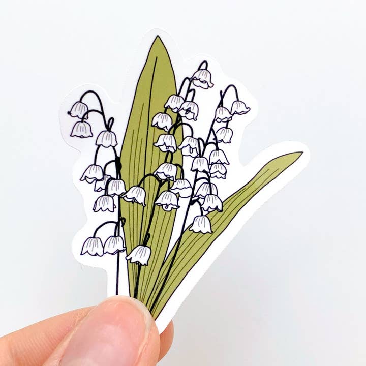 Lily of the Valley Sticker - Maj Fødselsmåned Flower Sticker for engroshandel hos Slik Art and Design