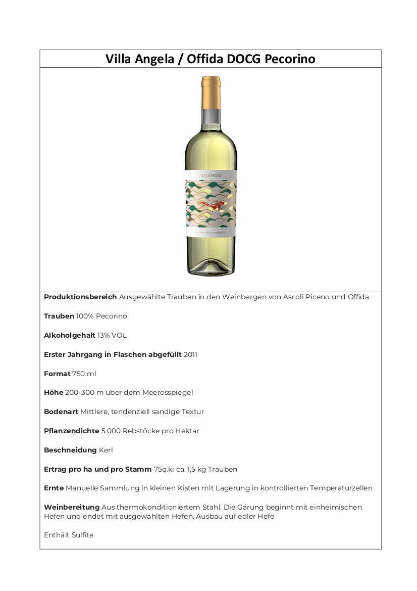 Metina SAS – Vinho branco por atacado – Vila Angela Offida DOCG Pecorino Cantina Velenosi2