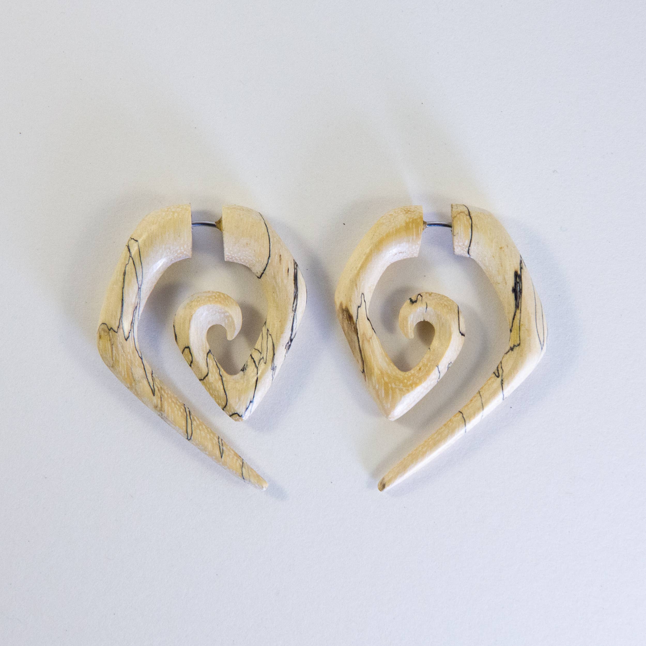 Ajmer by Jodi - Wholesale Cuff/Wrap Earrings - Geometric Swirl Faux Gauges - fake gauged, hand carved wood3