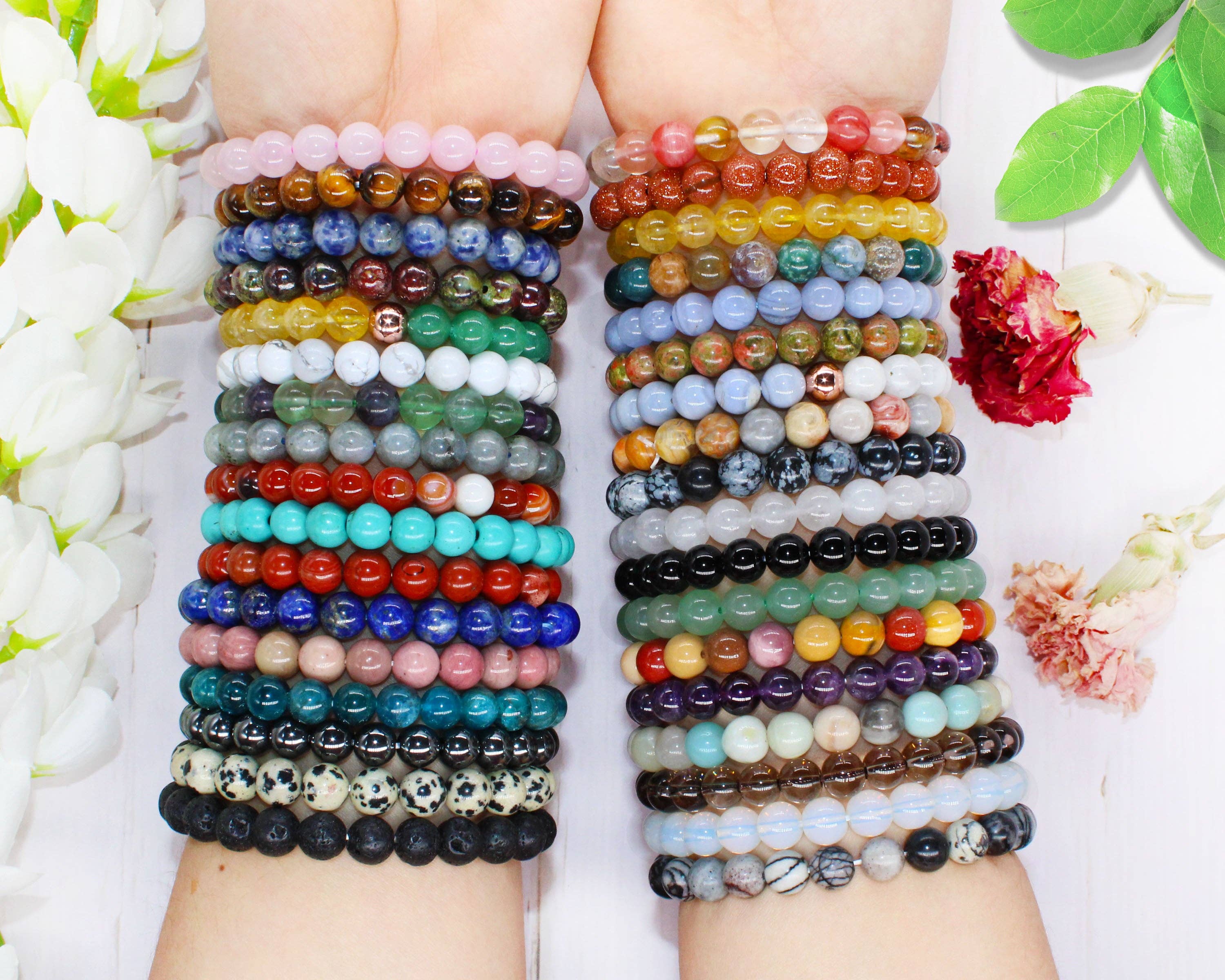 Soul Charms - Wholesale Beaded Bracelet - Crystal Bracelet for Women Men, 8mm, 4mm Bead Bracelet Stack7