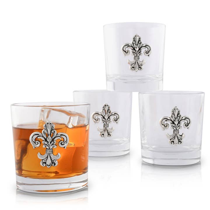 Arthur Court - Wholesale Cocktail/Liquor Glass - Fleur-de-Lis Bar Glasses Set of 4