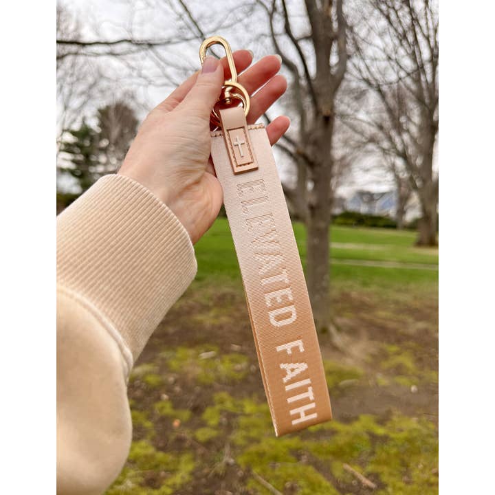 Elevated Faith - Wholesale Keychain - Unisex - Beige Oversized Logo Keychain3