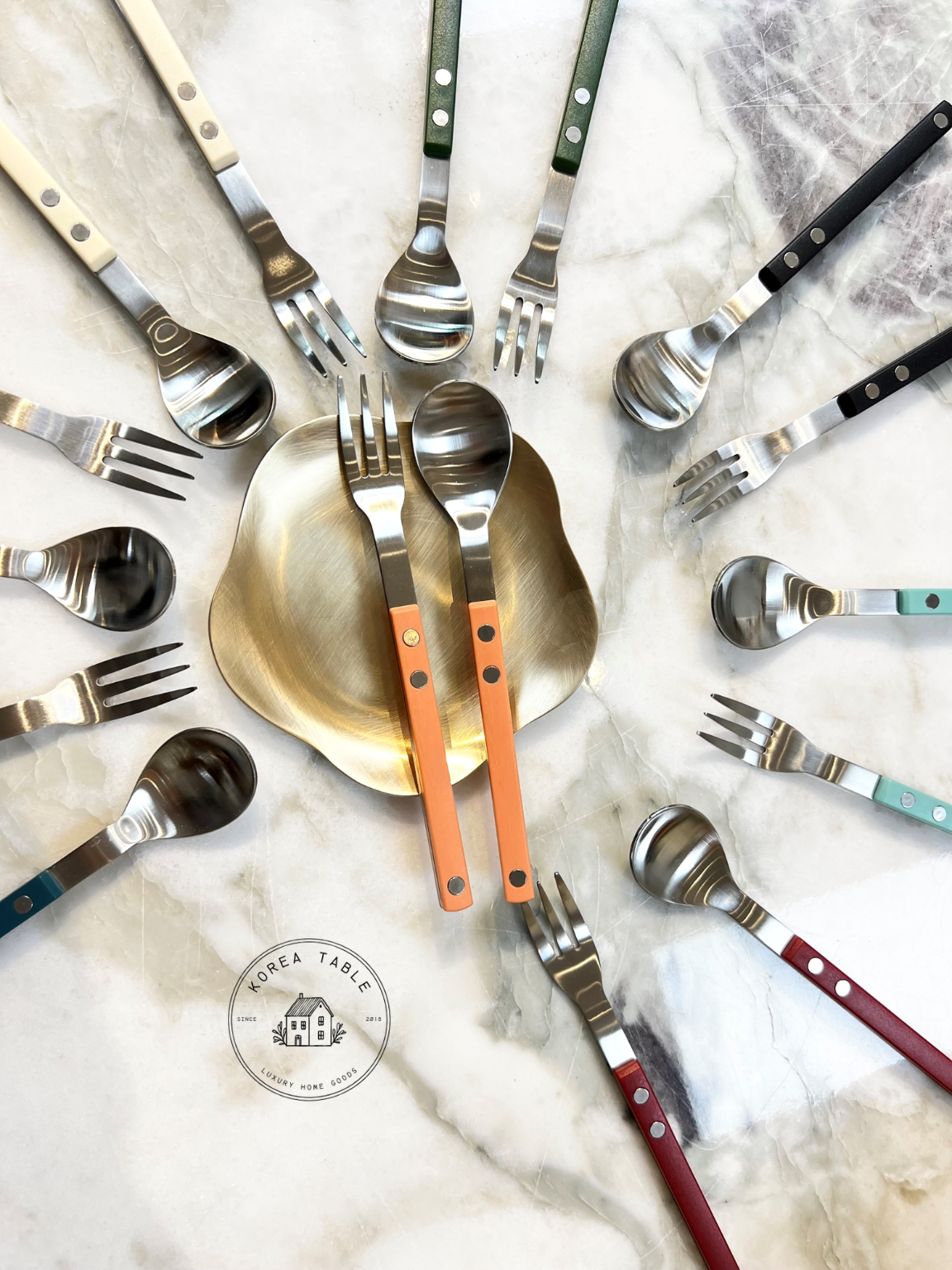 Korea Table - Vente Cuillères à soupe - [BOGEN] Fourchette à thé Sentier en satin - Cuillère à thé5