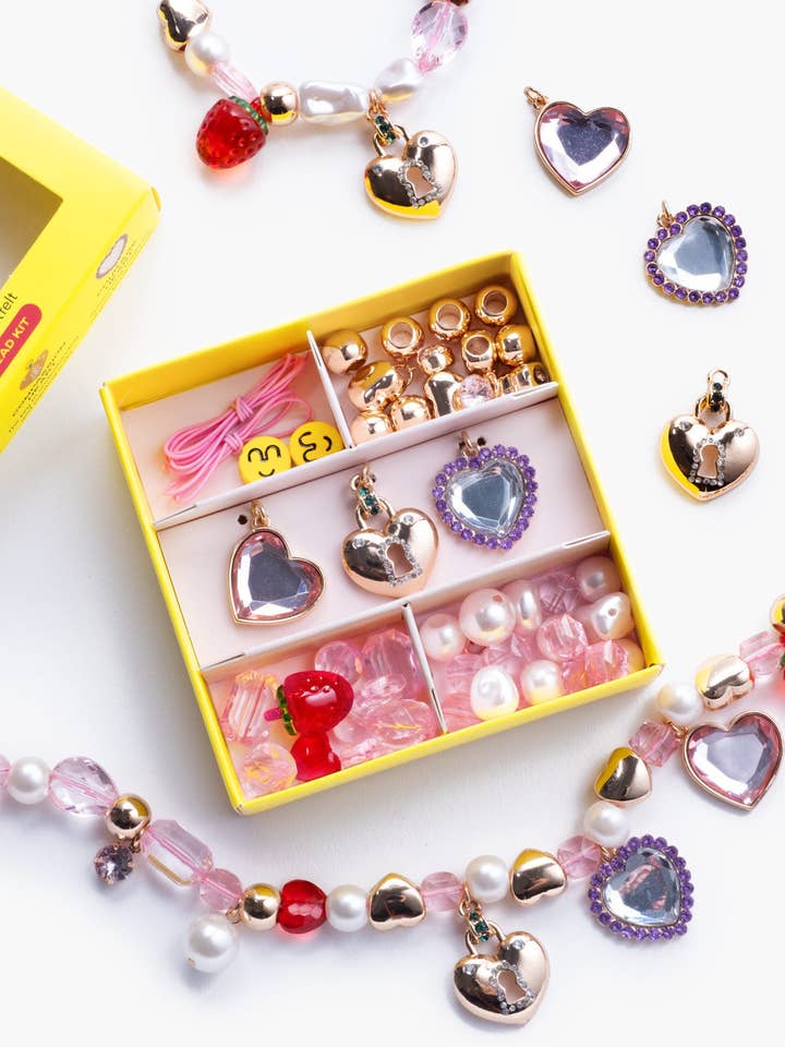 Pink & Purple Heart Charm Mini Bead Kit for wholesale by Super Smalls