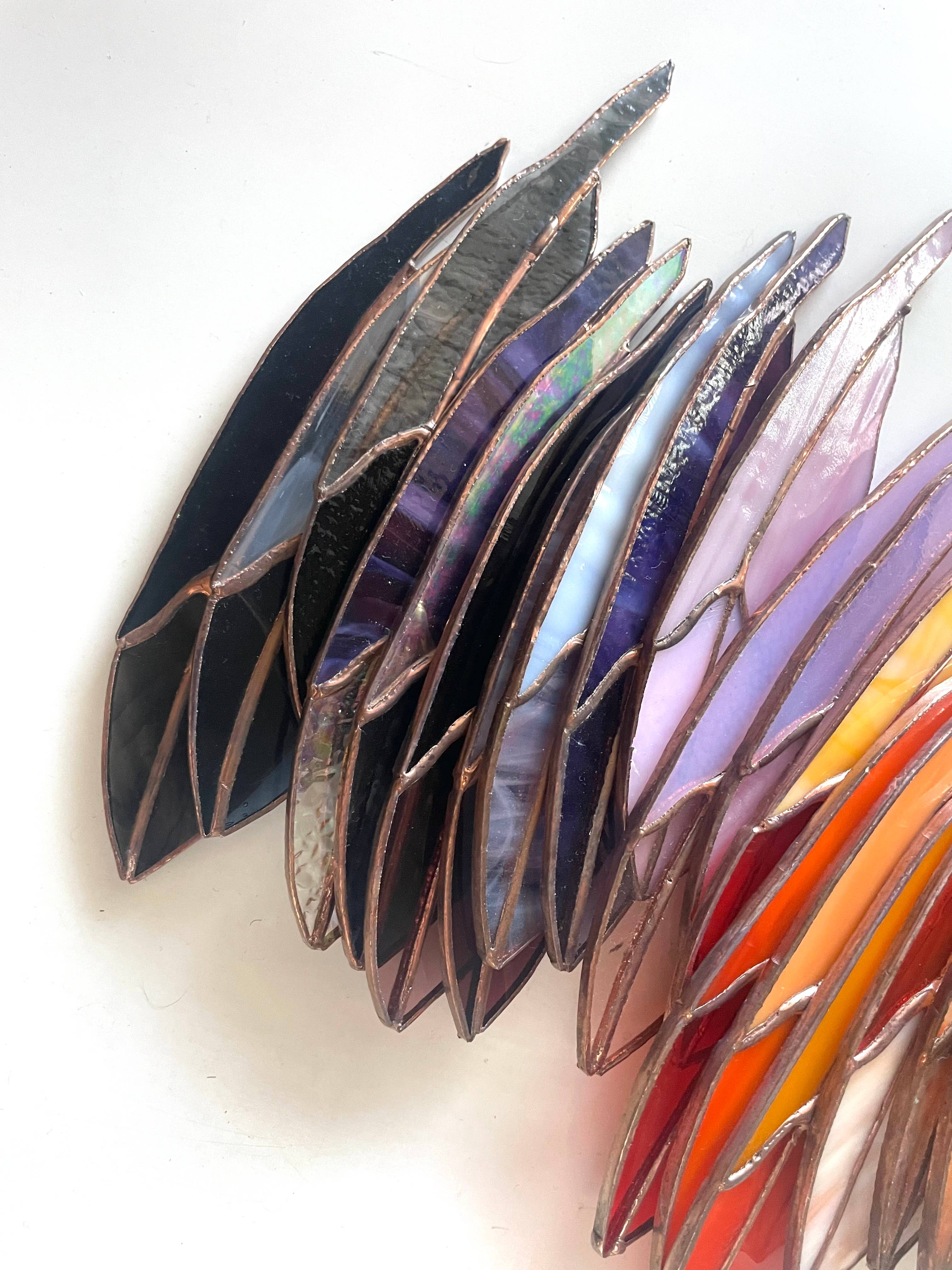 Colin Adrian Glass - Wholesale Suncatcher - Stained Glass Mini Classic feather Omakase (artists choice)1