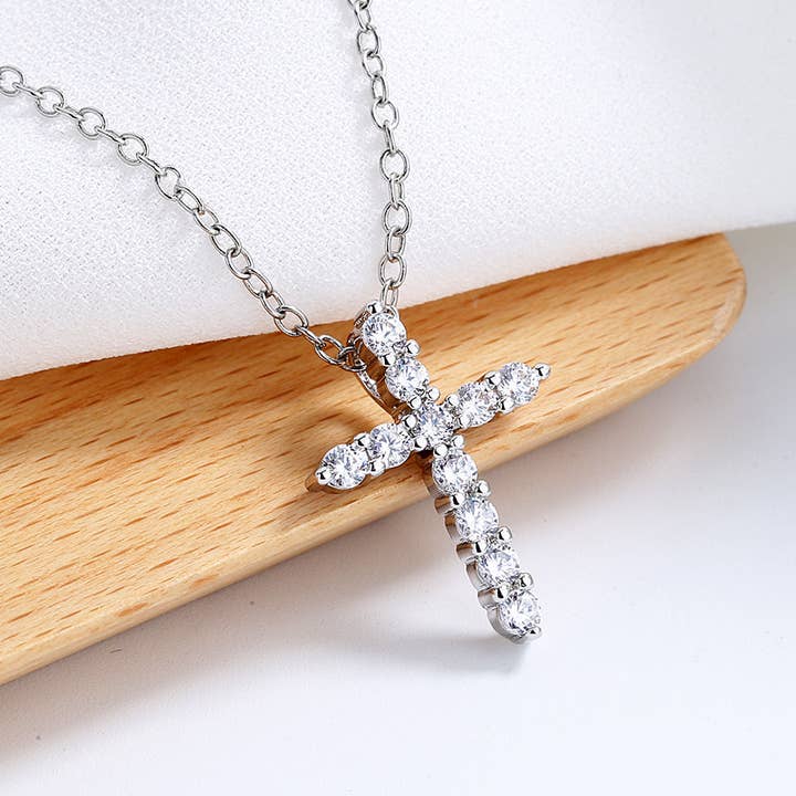 Amy and Annette - Wholesale Pendant/Charm Necklace - Sterling Silver Cross Necklace with crystals from Swarovski