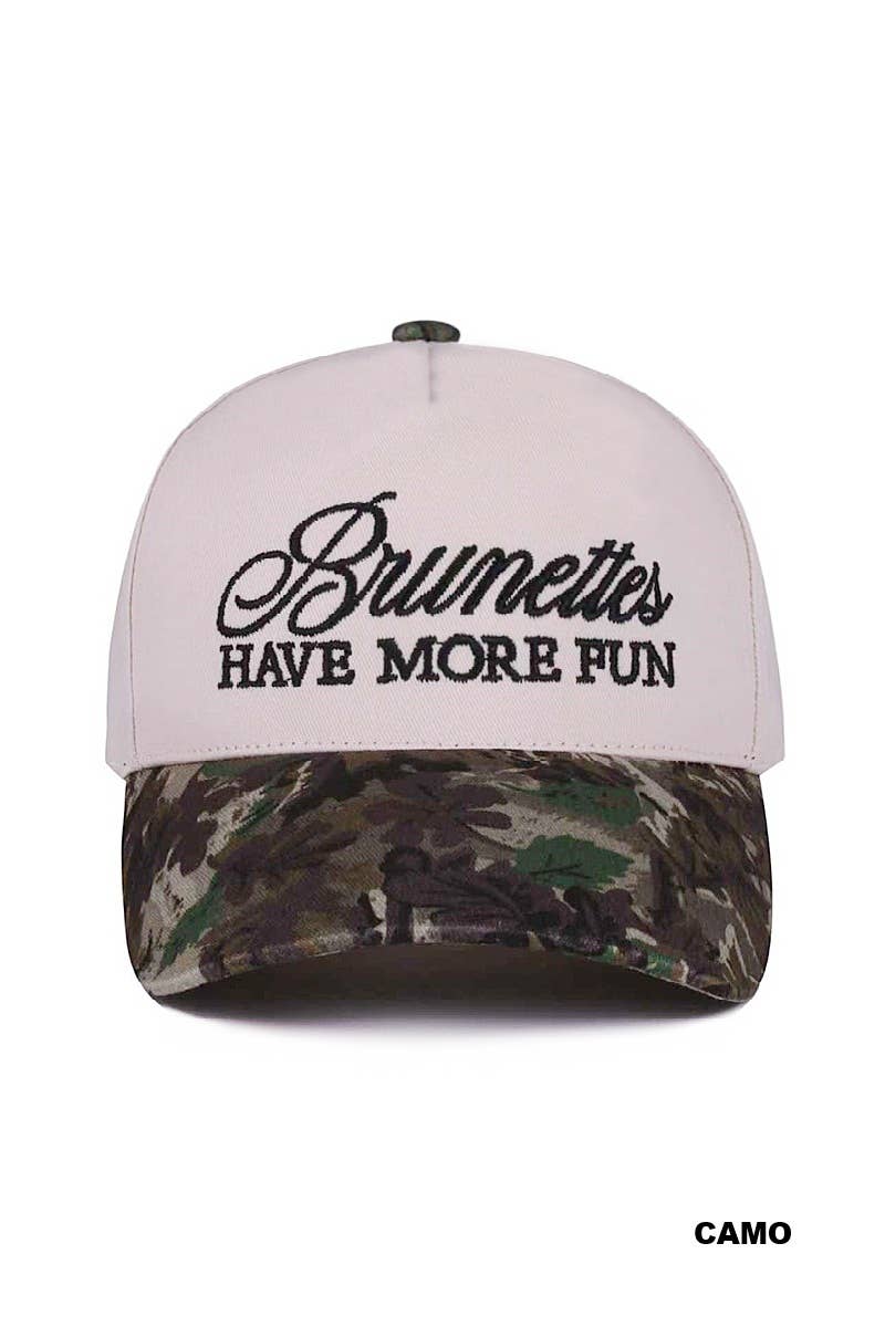 42POPS - Wholesale Baseball Cap - Women's - ,,.._ 1015 Brunettes Have More Fun Two Tone Canvas Cotton Cap SI-289110