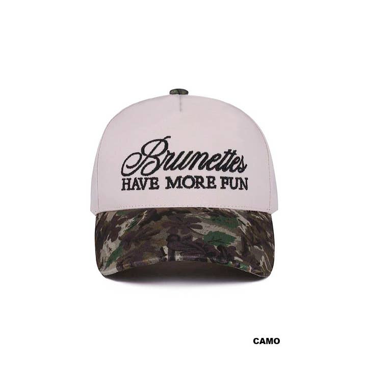 42POPS - Wholesale Baseball Cap - Women's - ,,.._ 1015 Brunettes Have More Fun Two Tone Canvas Cotton Cap SI-28911