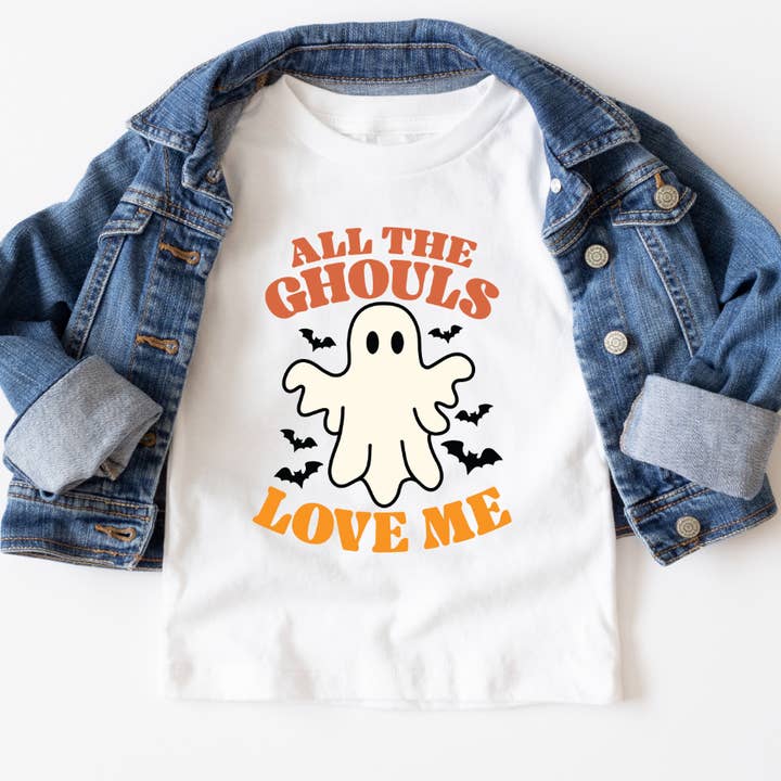 All The Ghouls Love Me Youth Halloween Graphic Tee for wholesale by Mama and Littles Apparel