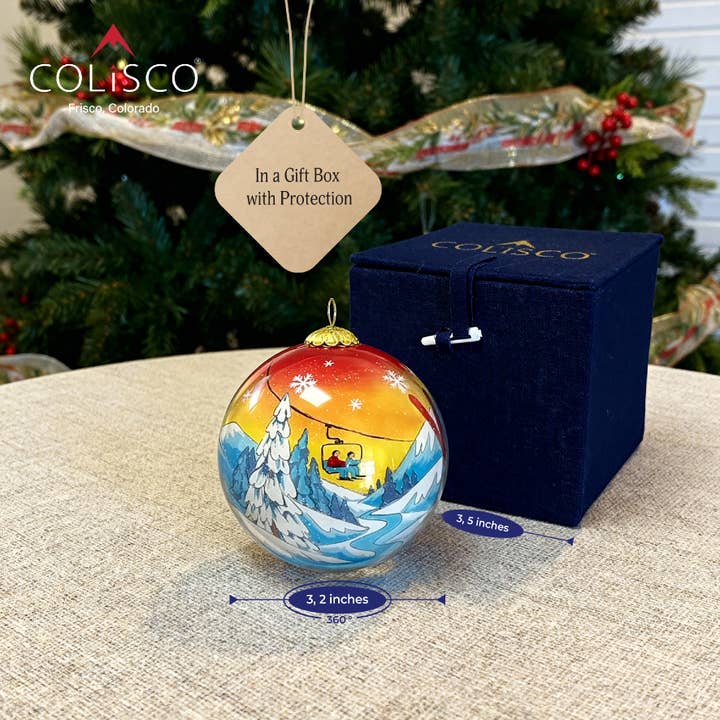 Colisco Wholesale – wholesale Prydnad – Colisco Solnedgång Skidåkning Handmålad Glasprydnad4