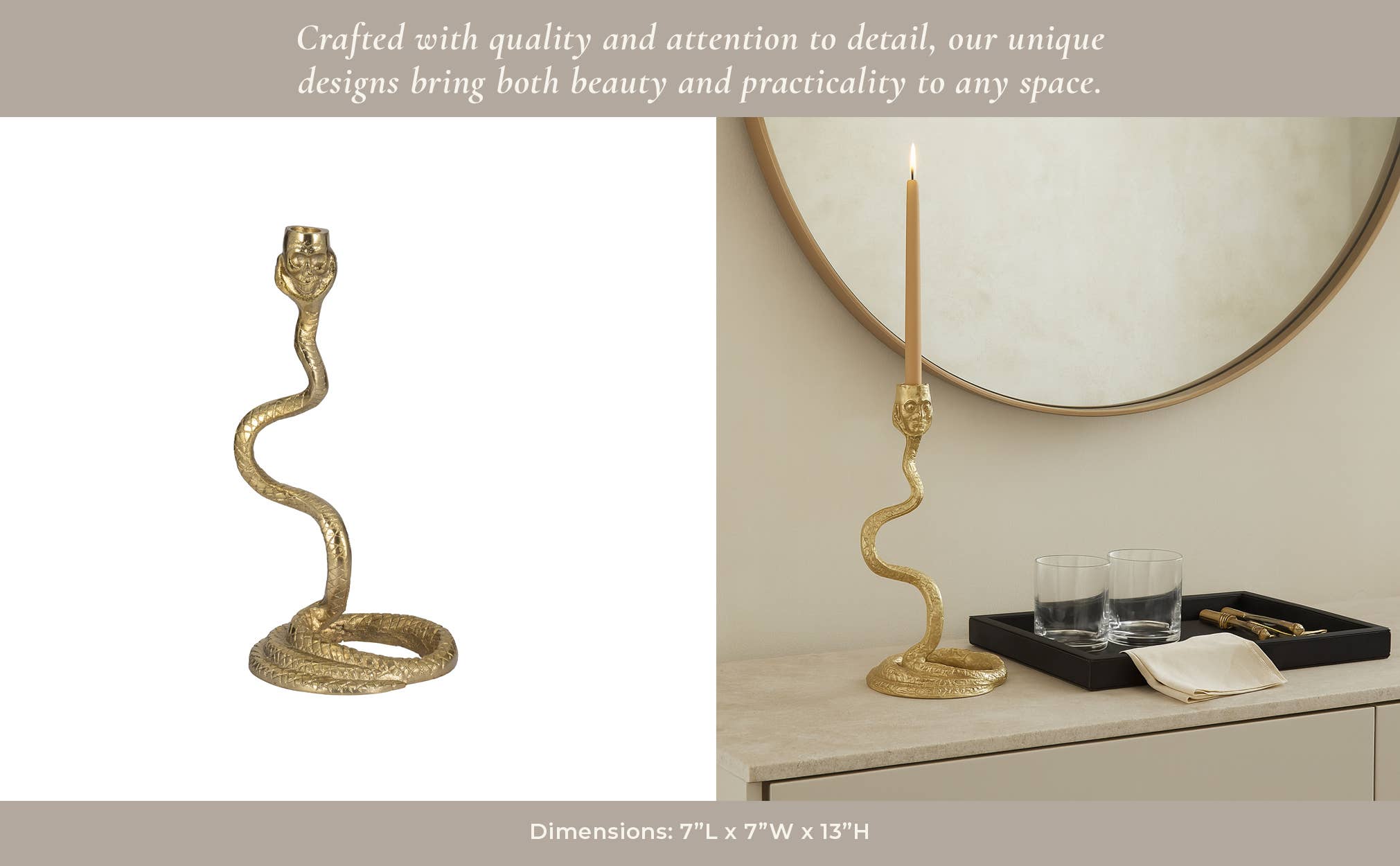 Sagebrook Home - Wholesale Candle Holder - Candle Holder - Gold Metal Snake Tealights Taper, 13 in.12
