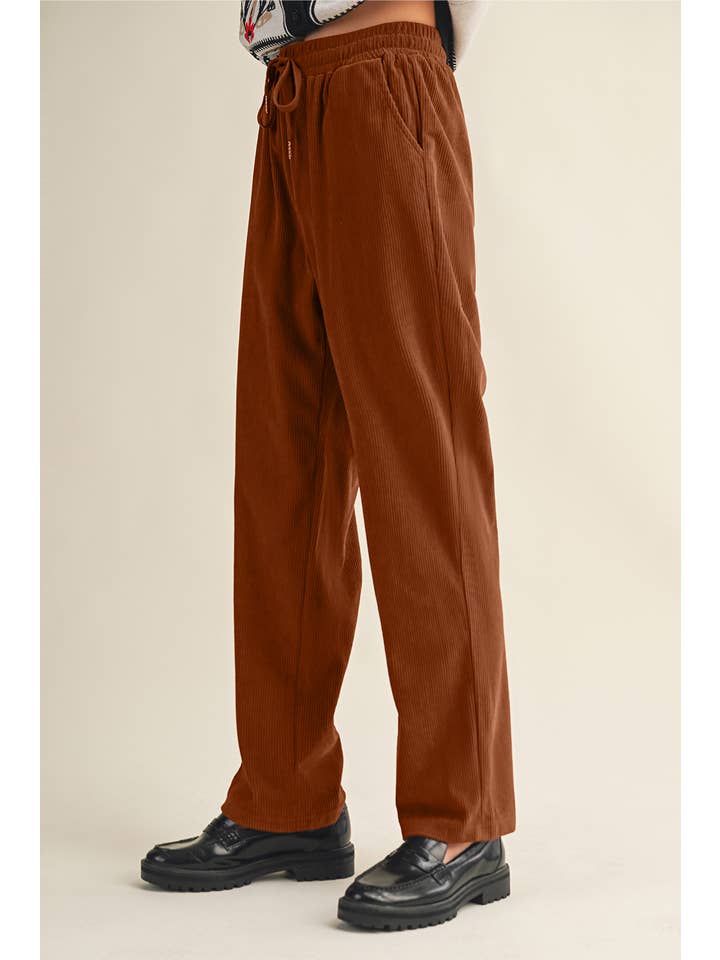 Aapparella - Wholesale Pants - Women's - Drawstring Elastic Waist Corduroy Pants | S-XL3