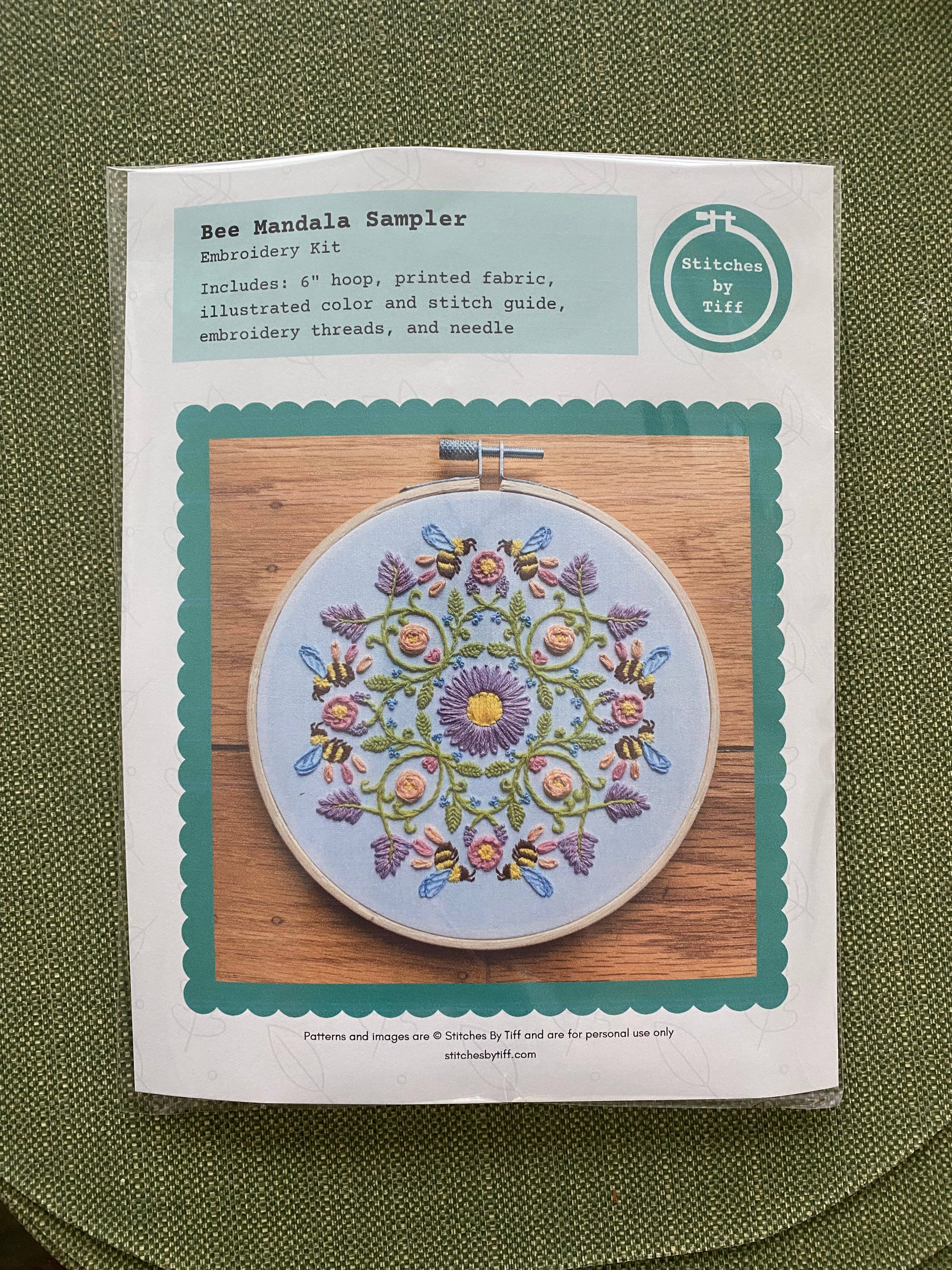 Stitches By Tiff – wholesale Embroidery/cross-stitch supplies – Bee Mandala Sampler Craft DIY Embroidery Kit1