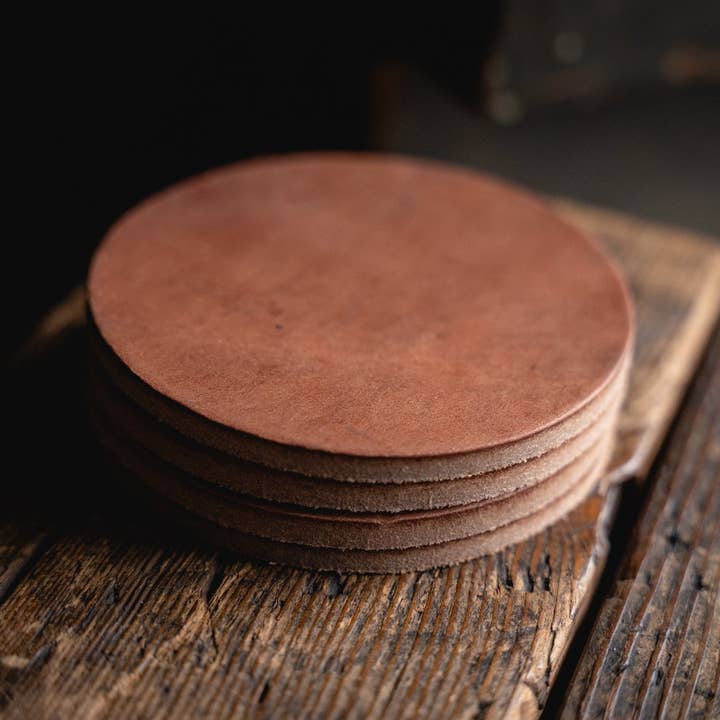 Craft and Lore - Wholesale Coasters - Round Leather Coaster Set3