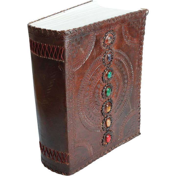 Tuzech Leather - Wholesale Dagboek/agenda - TUZECH Vetleren 600 Pagina's Dagboek Groot | Zeven Stenen Lederen Notitieboek Dagboek | Blanco Handgemaakt Boek Schetsboek | Kerstcadeau Dagelijks Gebruik