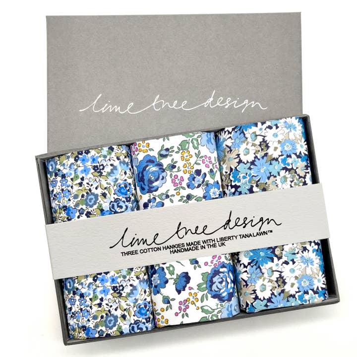 Lime Tree Design - Wholesale Handkerchief - Unisex - 3 Hankies made with Liberty Fabric - Gloria