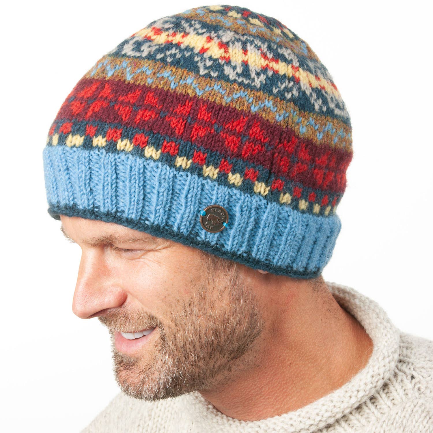 Black Yak Ltd – Gorro - Unissexo por atacado – Gorro Fair Isle de Lã Pura - Feito à Mão - Comércio Justo0