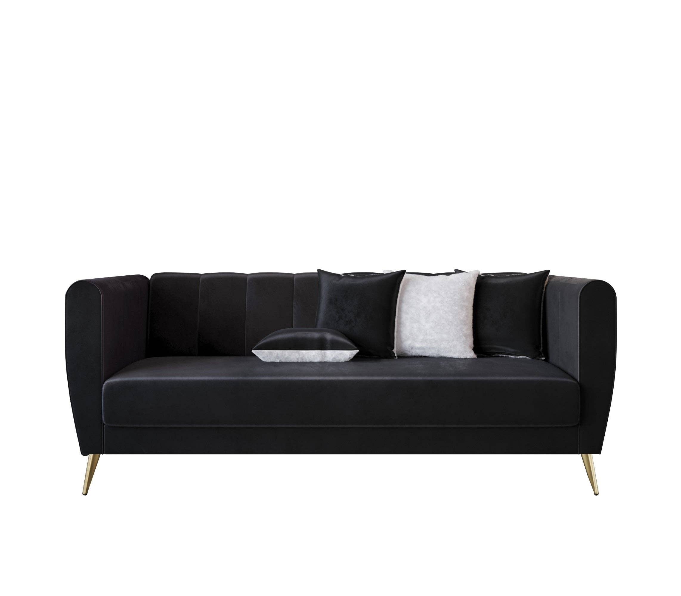 Home Design - Wholesale Sofa - Scarlett Velvet Flared Arm 3-Seater Sofa with 4 Throw Pillow19