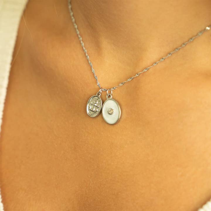 WJW - Wholesale Individual Charm/Pendant - 18K Gold PVD Stainless Steel White Enamel Charm with Shell9