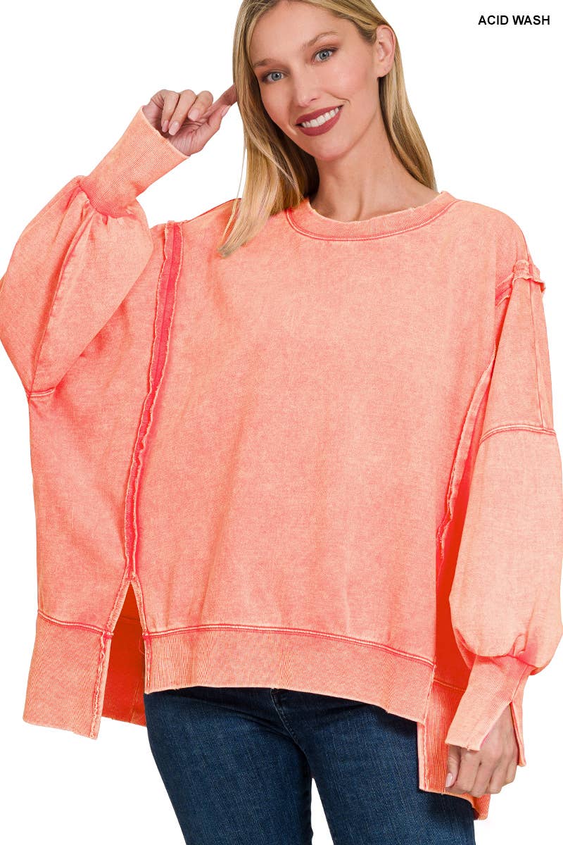 42POPS - Wholesale Sweatshirt - Women's - Split Cuff Washed Oversized Sweatshirt8