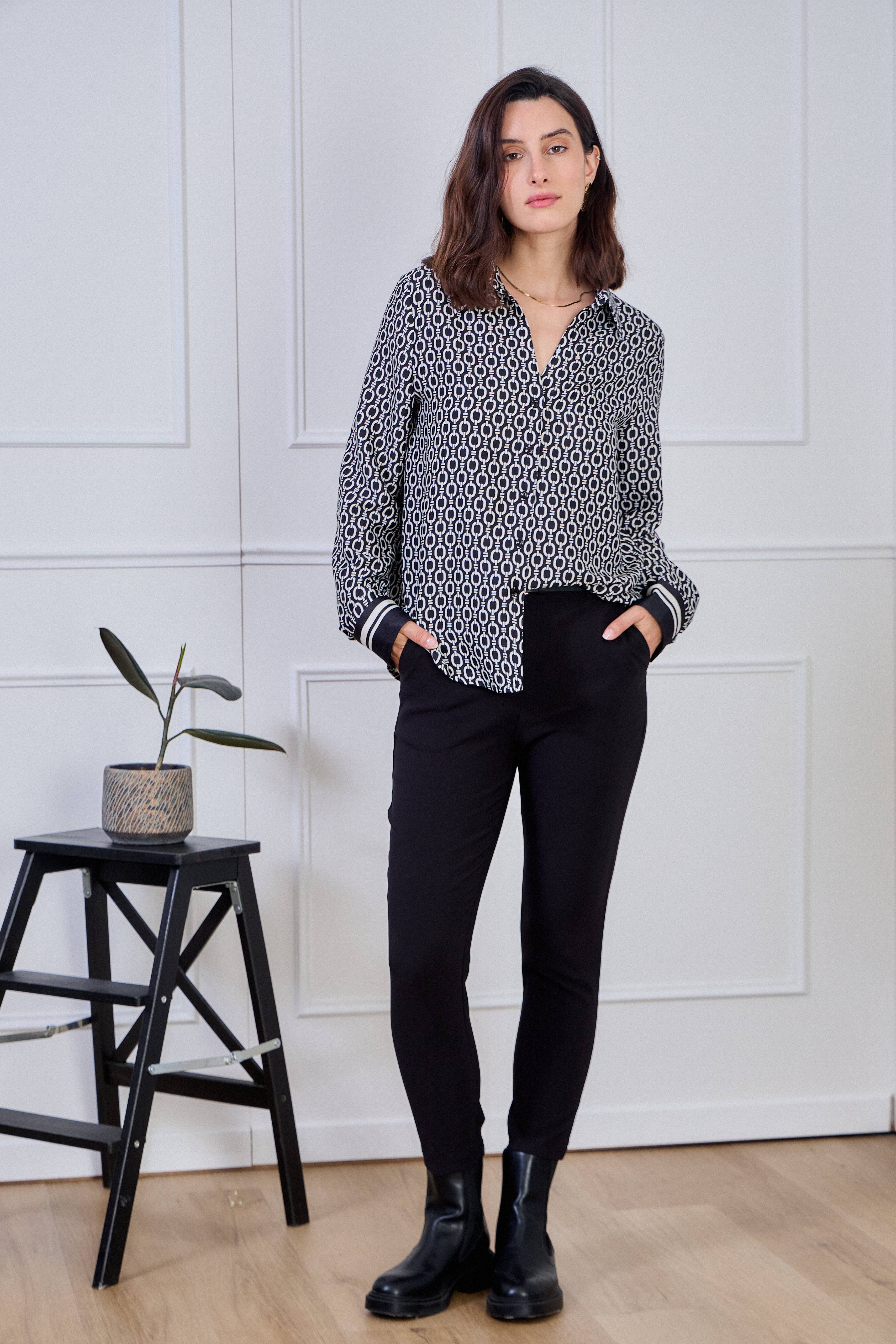 LULUMARY - Wholesale Overhemd met knopen - Dames - Kettingprint overhemd CH352A19