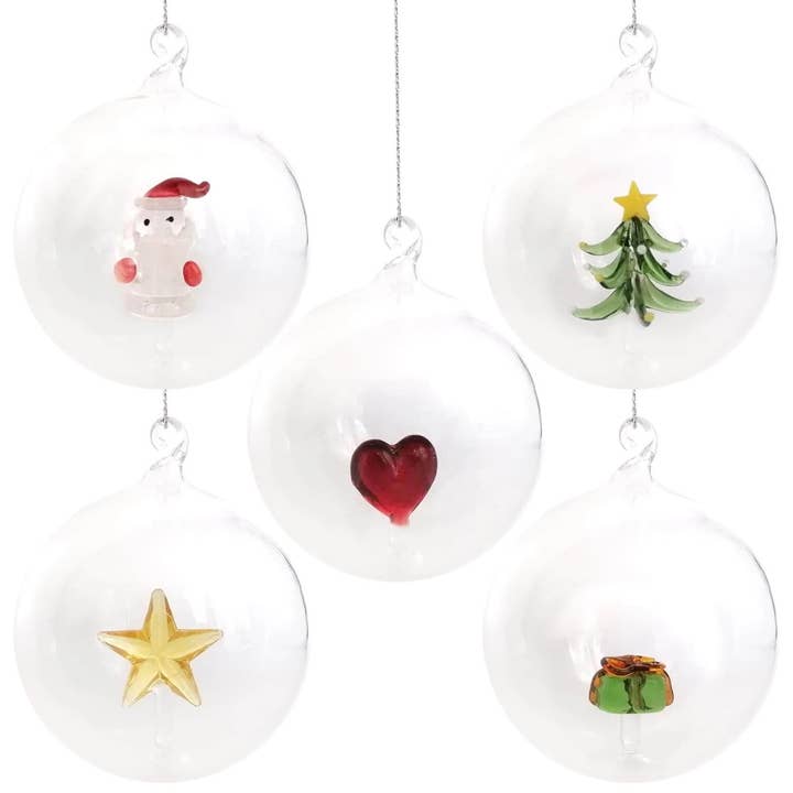 Mea-Living - Wholesale Ornament - Glass Christmas tree ball with Santa Claus 8cm2