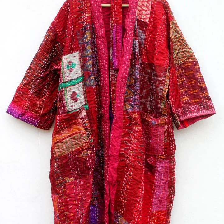 GYPSY STUDIO - Wholesale Kimono - Women's - Long Kimono for Men Women Patchwork Multicolored Silk Kantha6