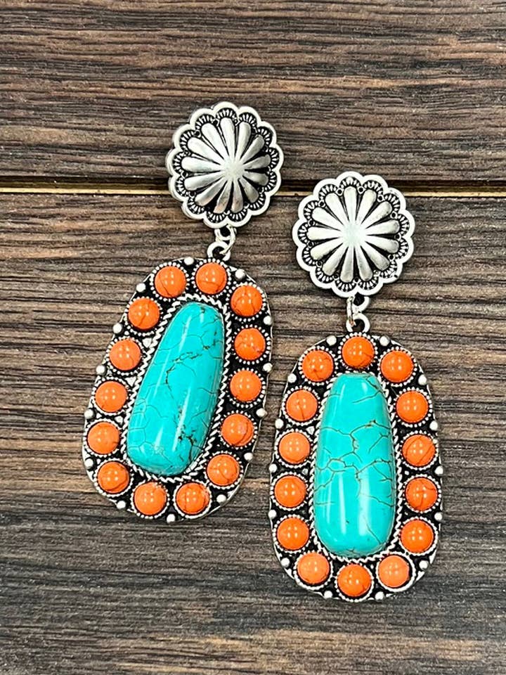 726445, Boucles d'oreilles en turquoise navajo pour la vente par ISAC Trading Inc
