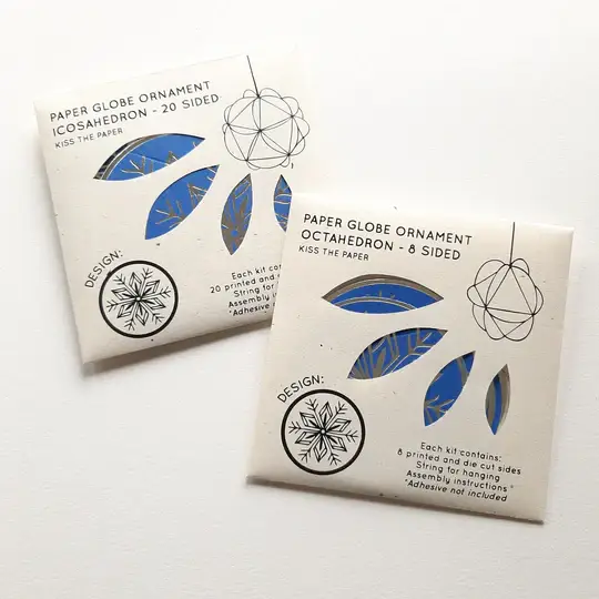 Kiss The Paper - Wholesale DIY Craft Kit - Globe Ornament Kit - Snowflake Out. 20 sided - Silver/Blue2