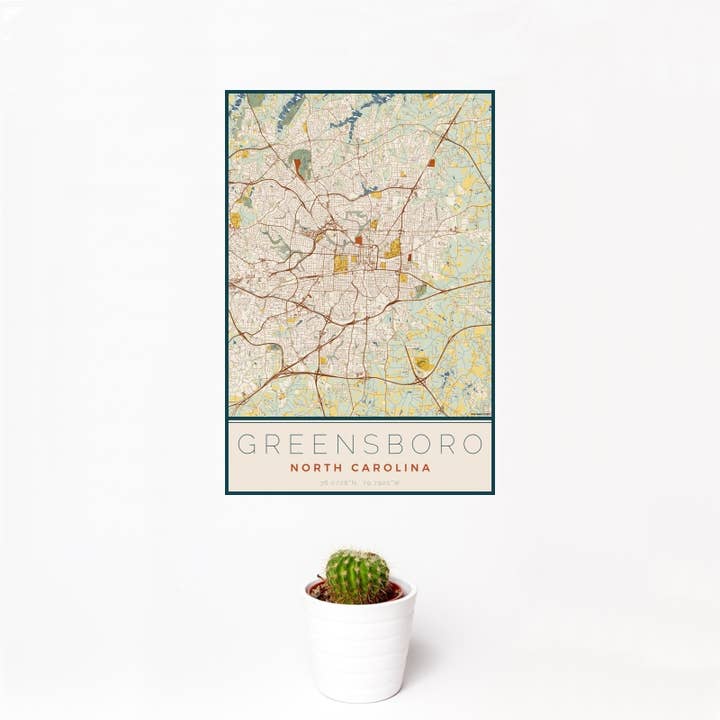 Impresión de mapa Greensboro NC para venta al por mayor de JACE.design