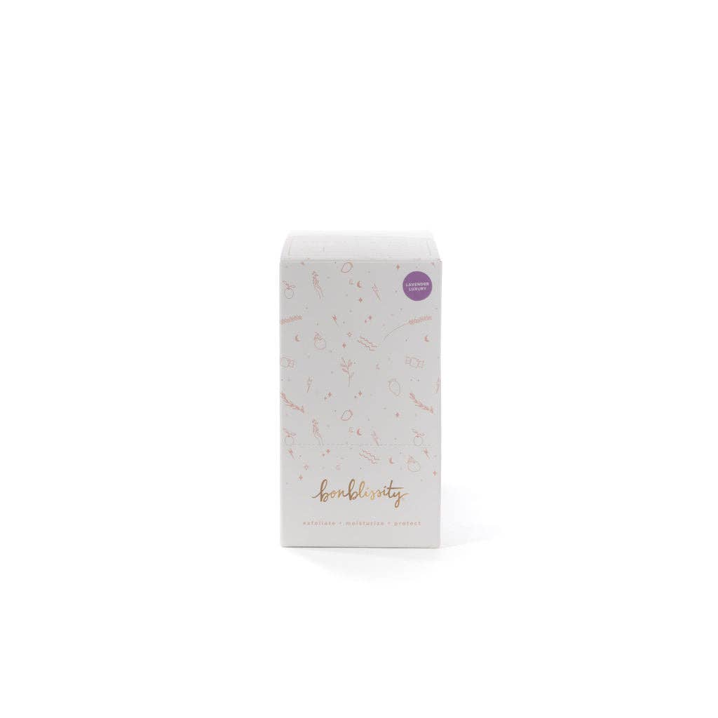 Bonblissity - Vente Gommage/exfoliant pour le corps - Coffret de Mini-Me Gommage au Sucre en Cube - Lavande de Luxe (PDSF 12 $)1