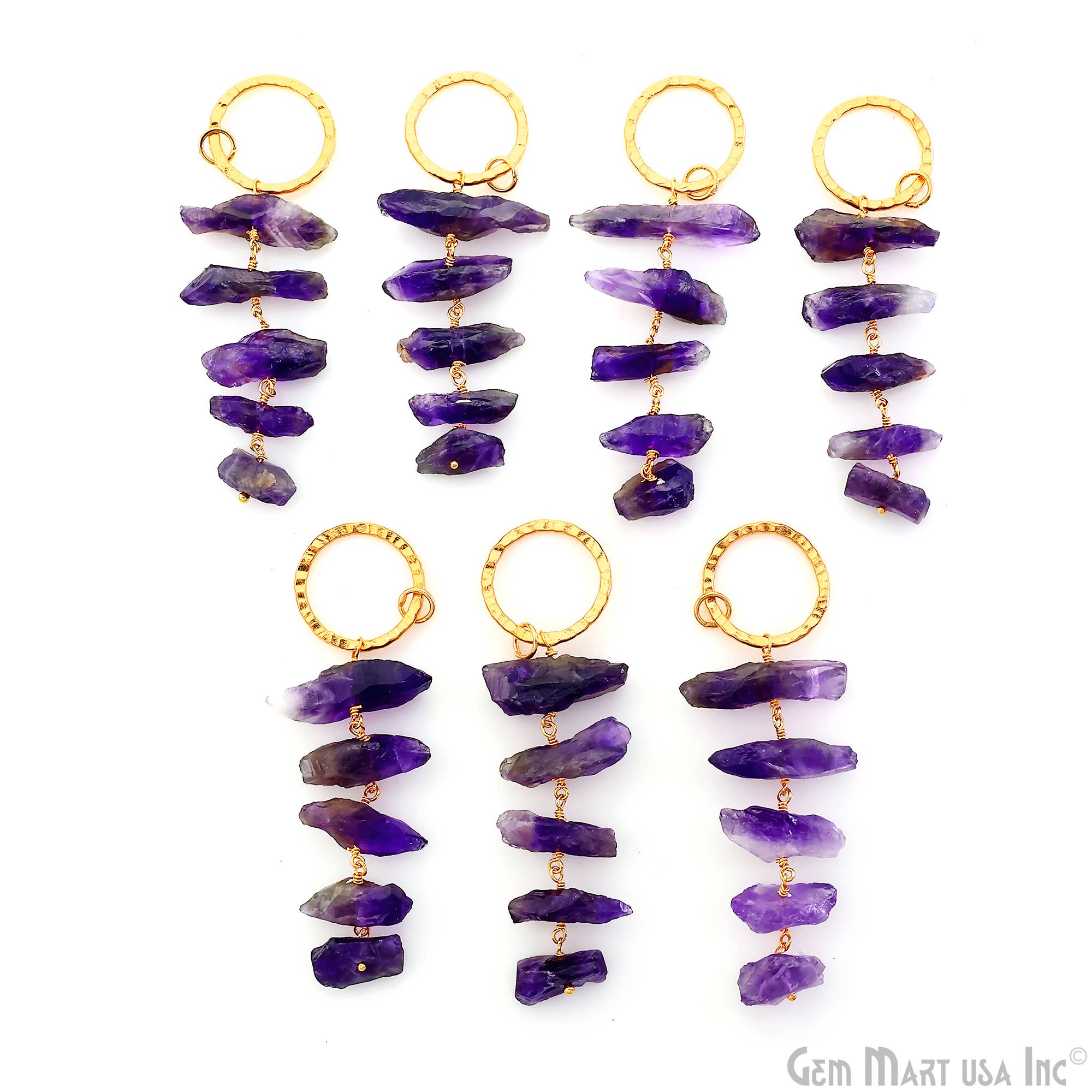 GemMartUSA - Vente Colliers à pendentif - Pierre Précieuse Brute Avec Attache Ronde en Or 67x26mm Pendante6