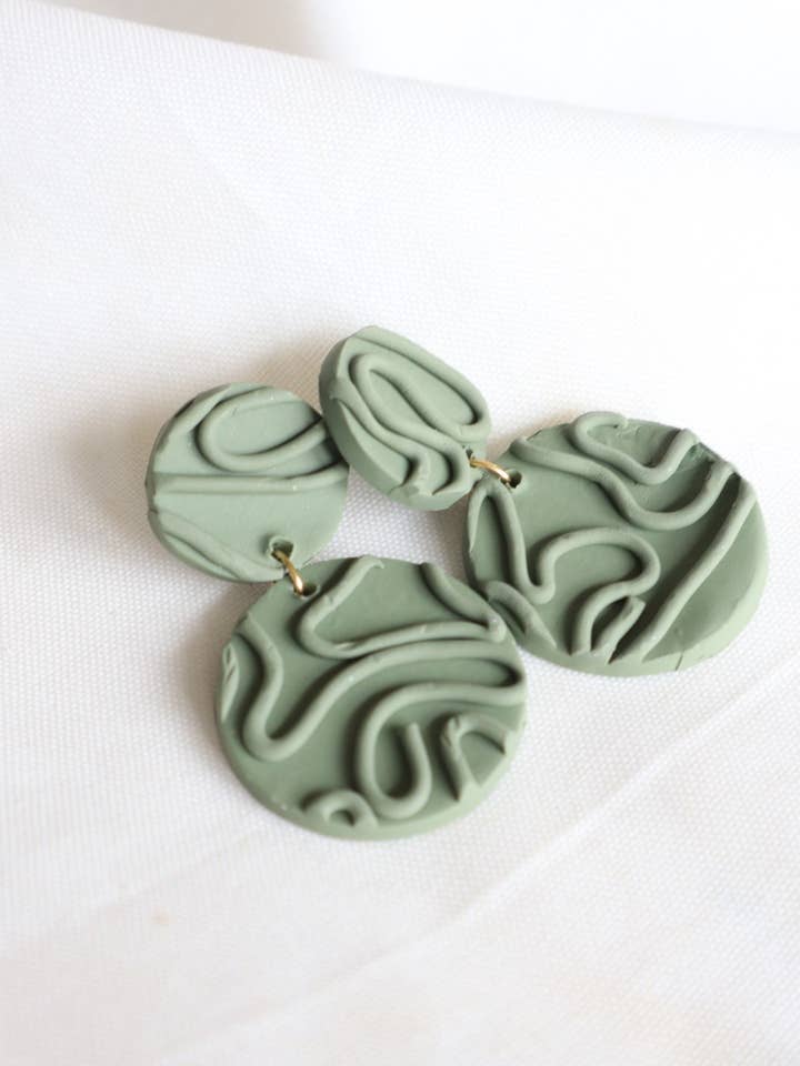 Sage Textured Studs for wholesale by Brush & Clay co.