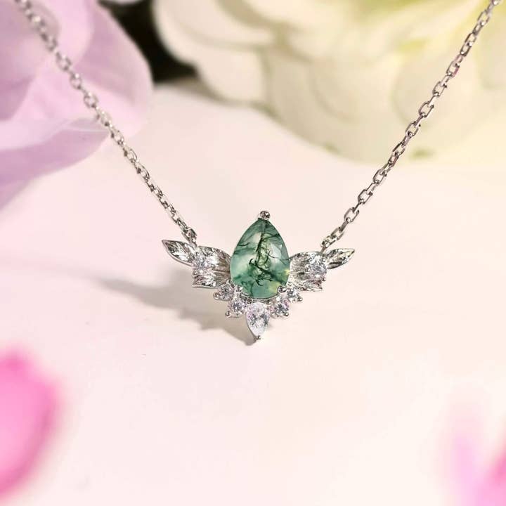 Azura Jewelry - Venta al por mayor Collares con colgantes/abalorios - Collar de ágata Moss To Bloom Again2