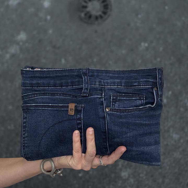 Indigo Bags - Wholesale Clutch Bag - Women's - Joe's Upcycled Premium Denim clutch - pink leopard1