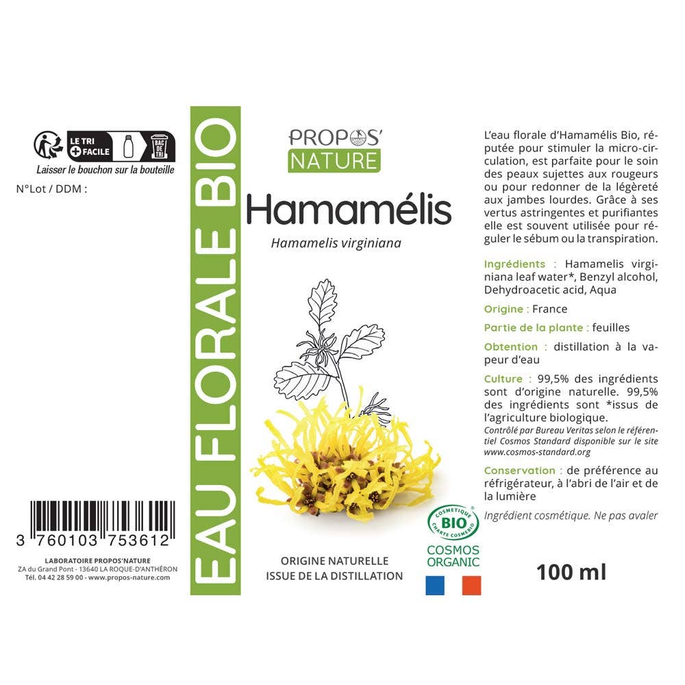 Propos'Nature - Wholesale Face & Body Mist/Water - Organic Witch Hazel Hydrosol 100ml2