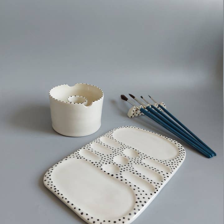 Muddy Ceramic Limited – Engroshandel Palet/blandingsbakke – Artist sæt med keramisk malerpalet, akvarelpalet og tilbehør2