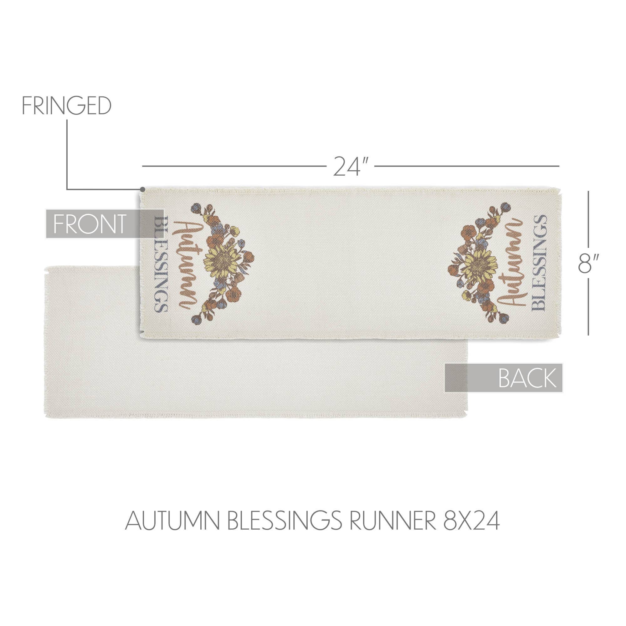VHC Brands - Wholesale Table Runner - VHC Brands Autumn Blessings Cotton Farmhouse Table Runner 8x24 Fall Harvest Thanksgiving Decor with Pumpkins, Leaves, Berries3