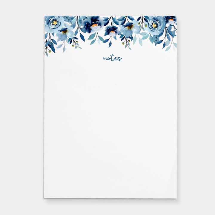 Navy Floral Illustrated Notes Notepad | 4.25" x 5.5" for wholesale by Paper and Clips Co.