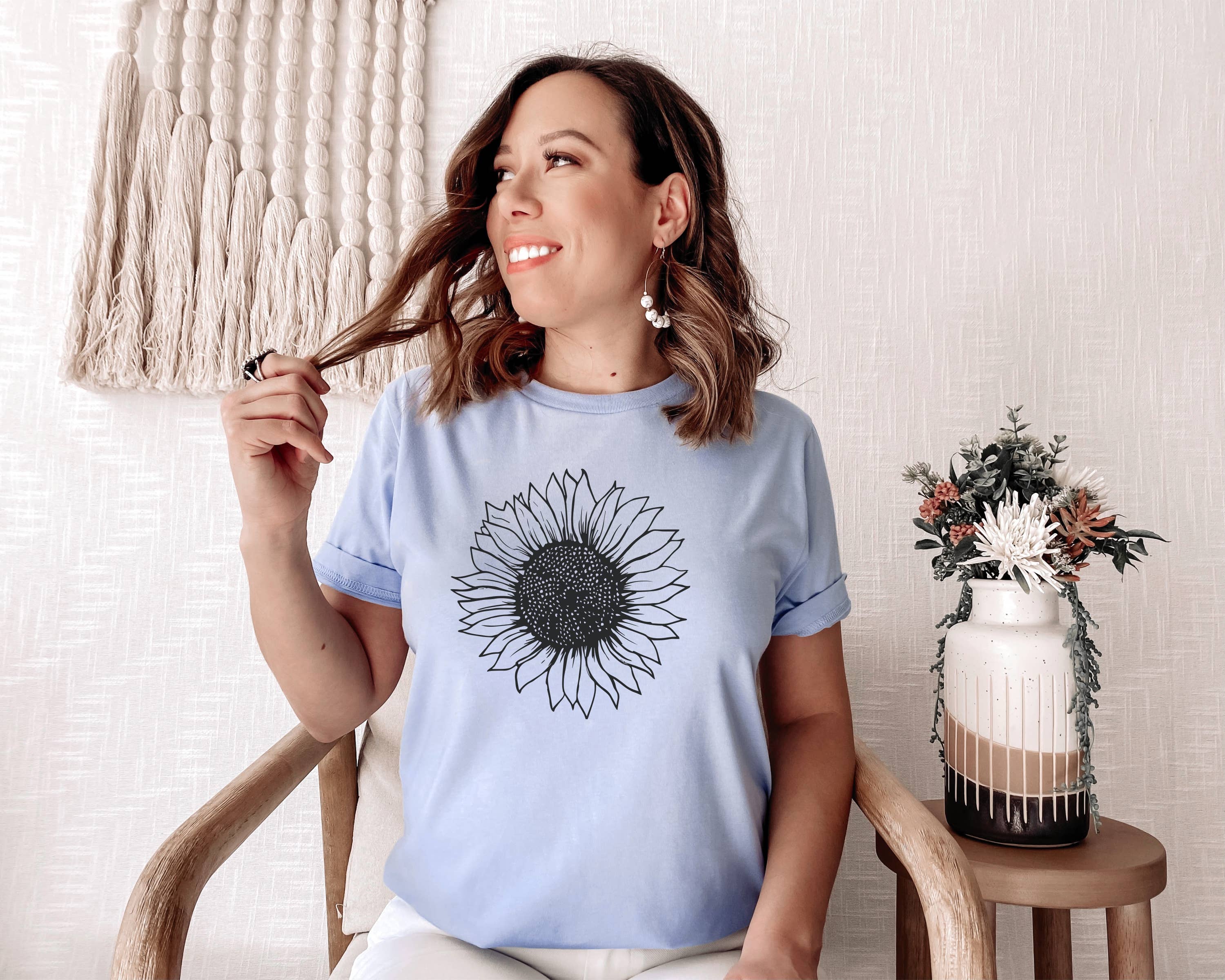 Humm & Willow - Vendita all'ingrosso Maglietta serigrafata - Donna - Camicia Girasole - Camicia floreale - Boutique Bestseller4