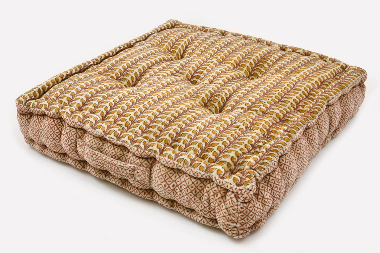 Verve Culture - Wholesale Meditatie benodigdheden - Meditatiekussen met blokprint 45 x 45 x 10 cm vierkant4