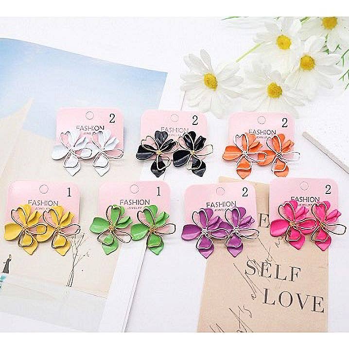 Diacly - Wholesale Stud/Post Earrings - 12pk Fashion Flower Coloful Stud Earrings1