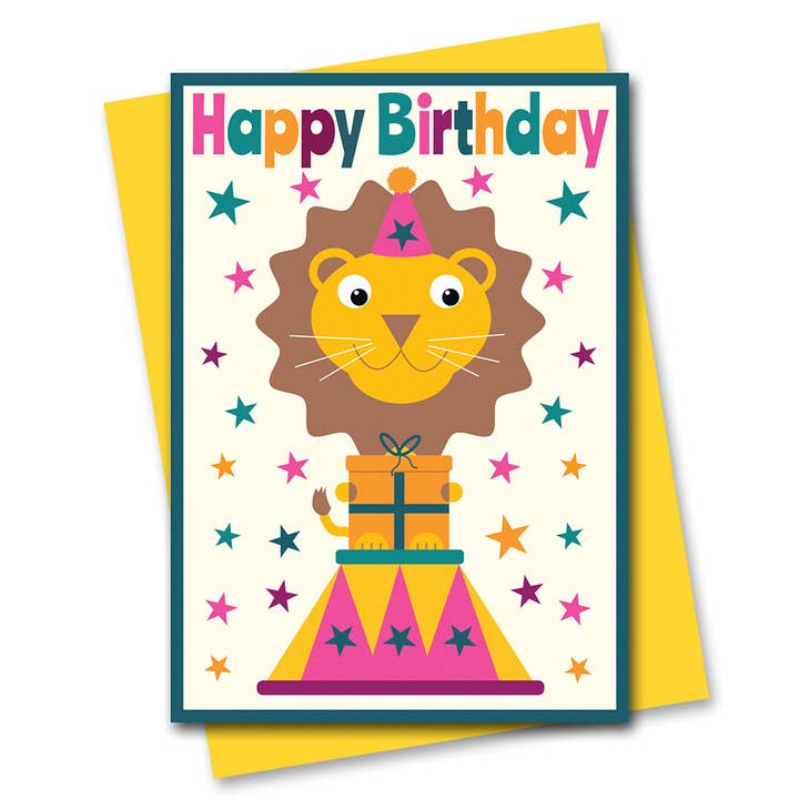 Circus Birthday Card – Majestic Lion for wholesale by Stripey Cats Cards
