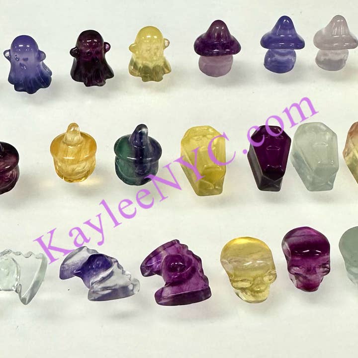 KayleeNYC - Wholesale Spiritual Stone/Crystal - Mini Candy Fluorite Halloween Carvings Crystal (Copy)
