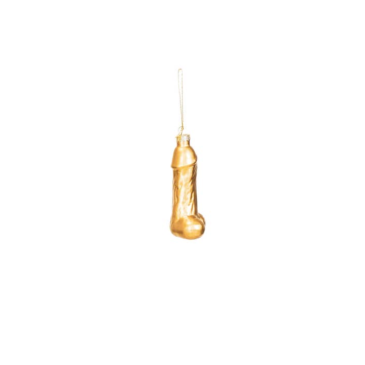 Housevitamin bv - Wholesale Ornament - HV Golden Penis Xmas Hanger- Glass-3,5x6x10,5 cm