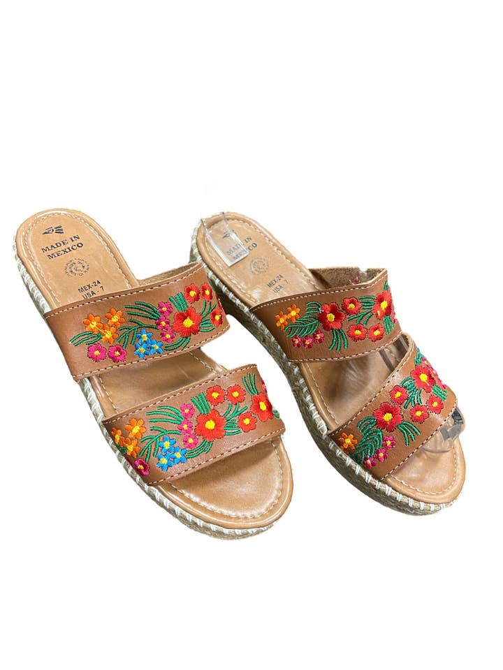 Cielito Lindo - Wholesale Sandals – Women's - Floral Embroidered Leather Espadrille Sandals1