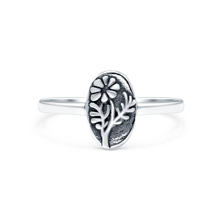 Flowers Oxidized Band Thumb Ring (9.5mm) for wholesale by Blue Apple Imports