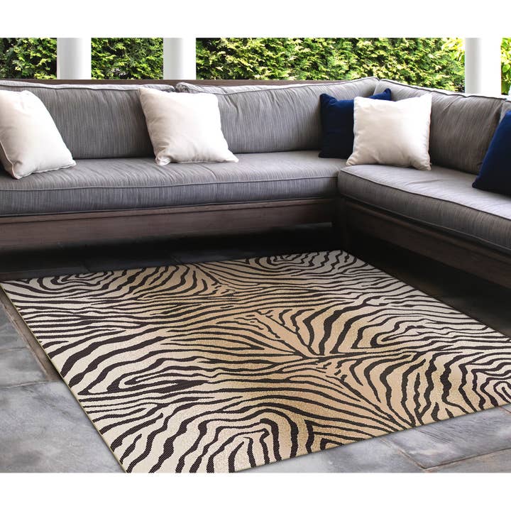 Sand Carmel Zebra Indoor/Outdoor Rug for wholesale on Faire4