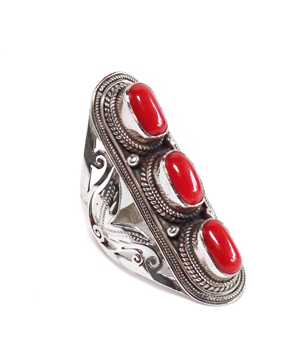 Zig Zag Asian Collection - Venta al por mayor Anillos grandes/de cóctel - Anillo grande de triple piedra Jali9